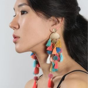Multicolor Tassel Statement Earrings - Bold Boho Drop